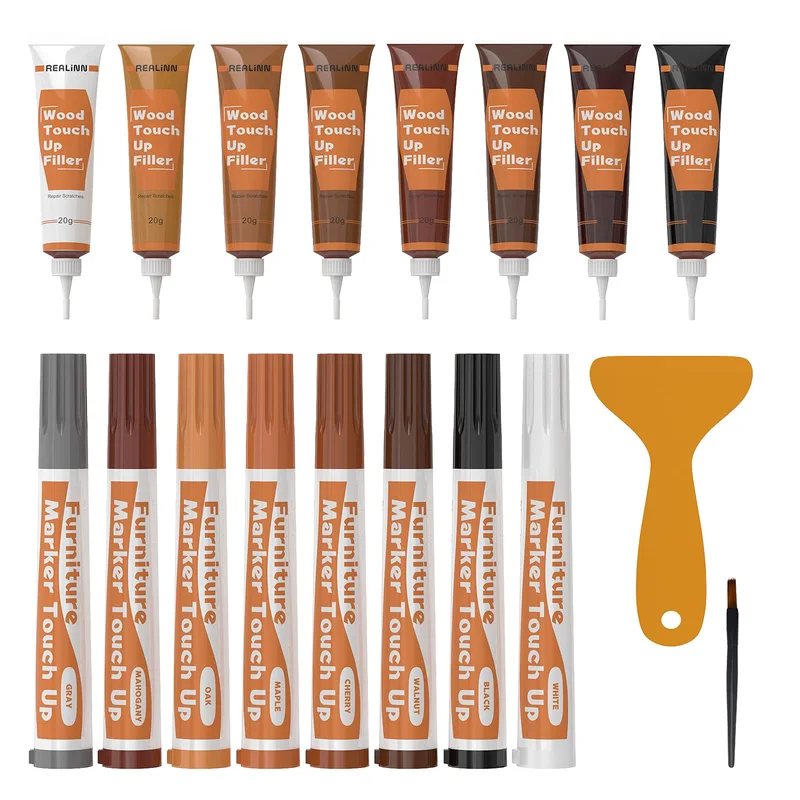 REALINN 8-Color Wood Repair Kit, Dark woods, product photo
