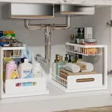 REALINN L-Shaped Pull-Out Organizer, White, pair